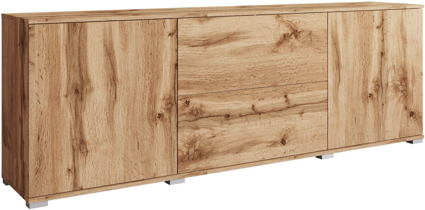 OTTO home Lowboard Kenia (1 St), 2 Türen, 2 Schubladen, Breite 180 cm, höhenverstellbare Einlegeböden – Bild 2 von 5
