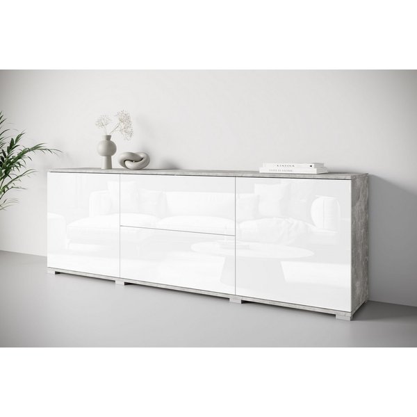 OTTO home Lowboard Kenia (1 St), 2 Türen, 2 Schubladen, Breite 180 cm, höhenverstellbare Einlegeböden
