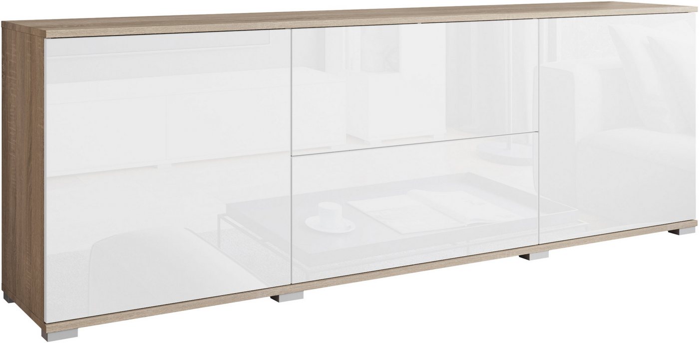 OTTO home Lowboard Kenia (1 St), 2 Türen, 2 Schubladen, Breite 180 cm, höhenverstellbare Einlegeböden – Bild 2 von 5