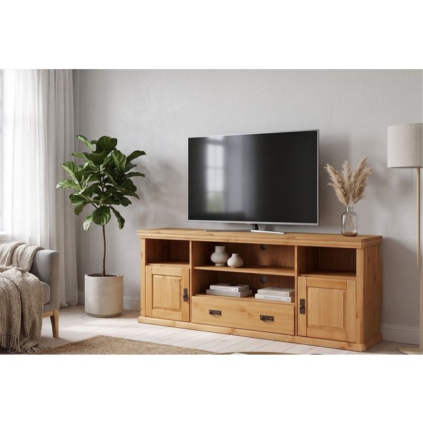 OTTO home Lowboard Konrad TV-Board, TV-Kommode, Breite 169 cm, Höhe 67 cm, Metallgriffe, Kabeldurchführung