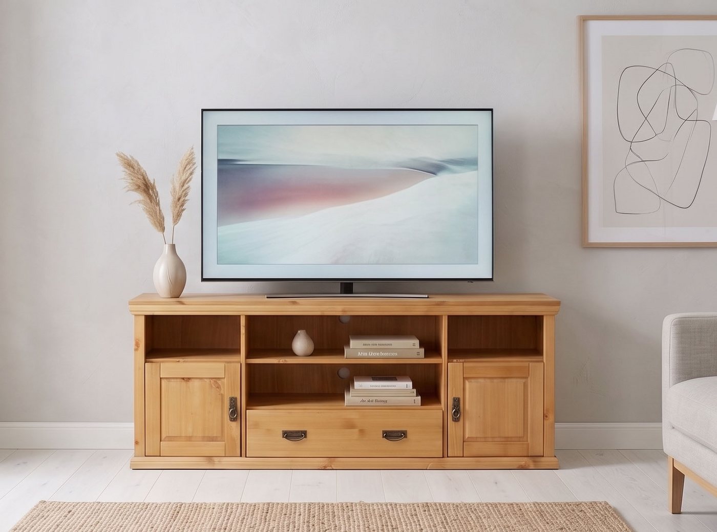 OTTO home Lowboard Konrad TV-Board, TV-Kommode, Breite 169 cm, Höhe 67 cm, Metallgriffe, Kabeldurchführung – Bild 2 von 5