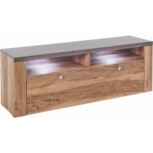 OTTO home Lowboard Larona, zeitloses TV Board mit 1 Klappe und 2 offenen Fächern, Breite 140 cm, Fernsehbank, viel Stauraum, dekorative Rahmenoptik