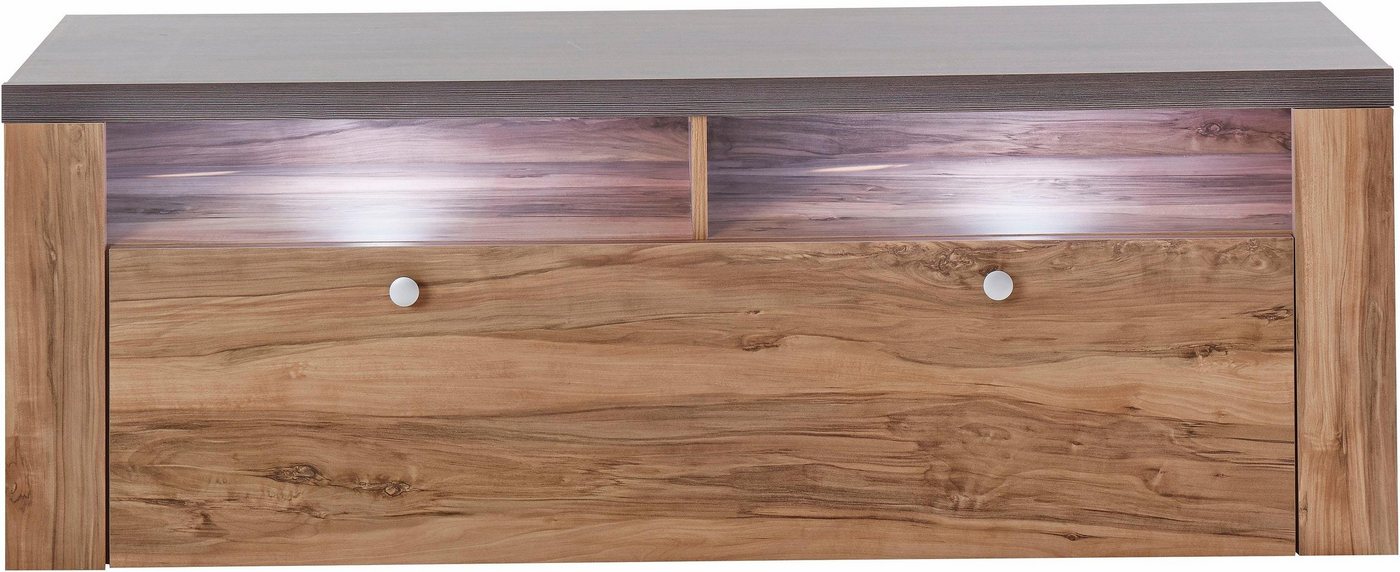 OTTO home Lowboard Larona, zeitloses TV Board mit 1 Klappe und 2 offenen Fächern, Breite 140 cm, Fernsehbank, viel Stauraum, dekorative Rahmenoptik – Bild 3 von 5