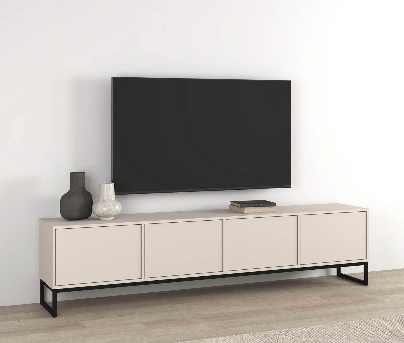 OTTO home Lowboard Loft, Breite 208,5 cm, TV-Board mit 4 Klappen, Metallkufen, TV-Kommode mit viel Stauraum, push-to-open-Funktion – Bild 3 von 5