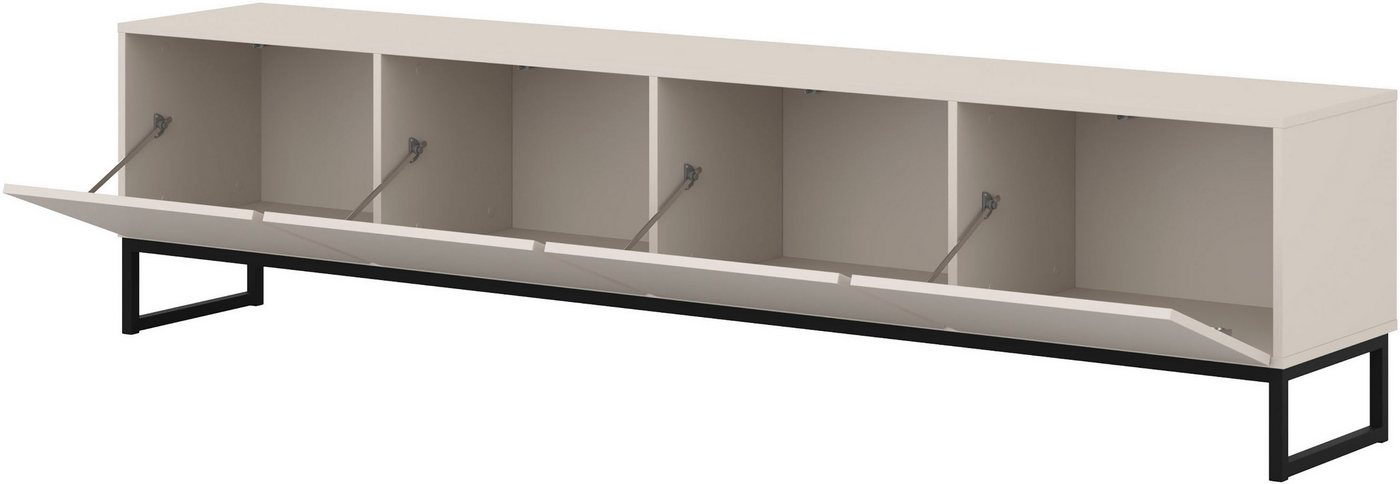 OTTO home Lowboard Loft, Breite 208,5 cm, TV-Board mit 4 Klappen, Metallkufen, TV-Kommode mit viel Stauraum, push-to-open-Funktion – Bild 5 von 5