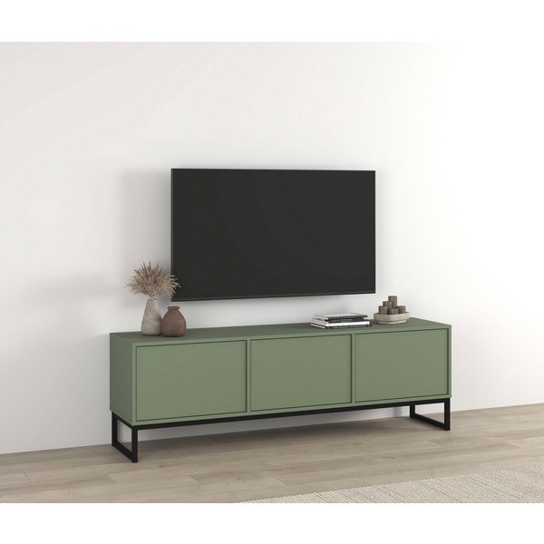 OTTO home Lowboard Loft, Breite 157 cm, TV-Board 3 Klappen, Metallkufen, TV-Kommode mit viel Stauraum, push-to-open-Funktion