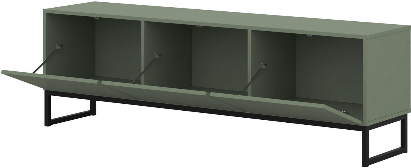 OTTO home Lowboard Loft, Breite 157 cm, TV-Board 3 Klappen, Metallkufen, TV-Kommode mit viel Stauraum, push-to-open-Funktion – Bild 5 von 5
