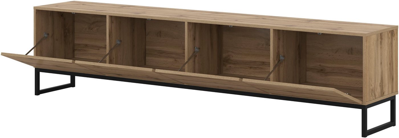 OTTO home Lowboard Loft, Breite 208,5 cm, TV-Board mit 4 Klappen, Metallkufen, TV-Kommode mit viel Stauraum, push-to-open-Funktion – Bild 5 von 5