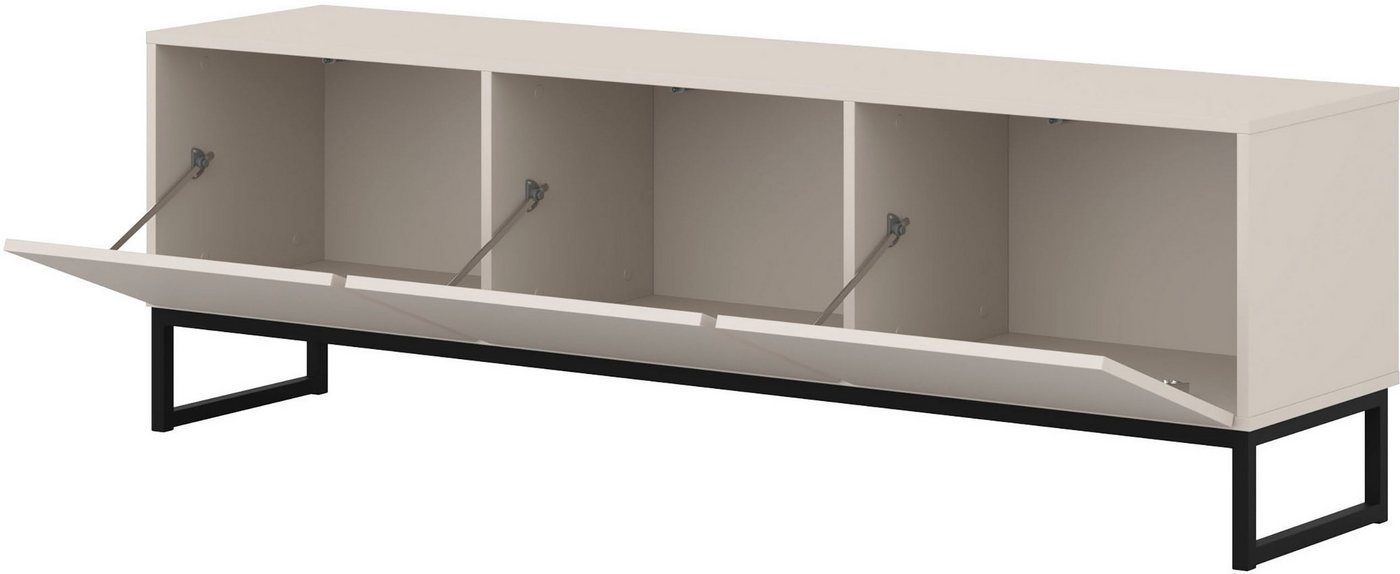 OTTO home Lowboard Loft, Breite 157 cm, TV-Board 3 Klappen, Metallkufen, TV-Kommode mit viel Stauraum, push-to-open-Funktion – Bild 5 von 5