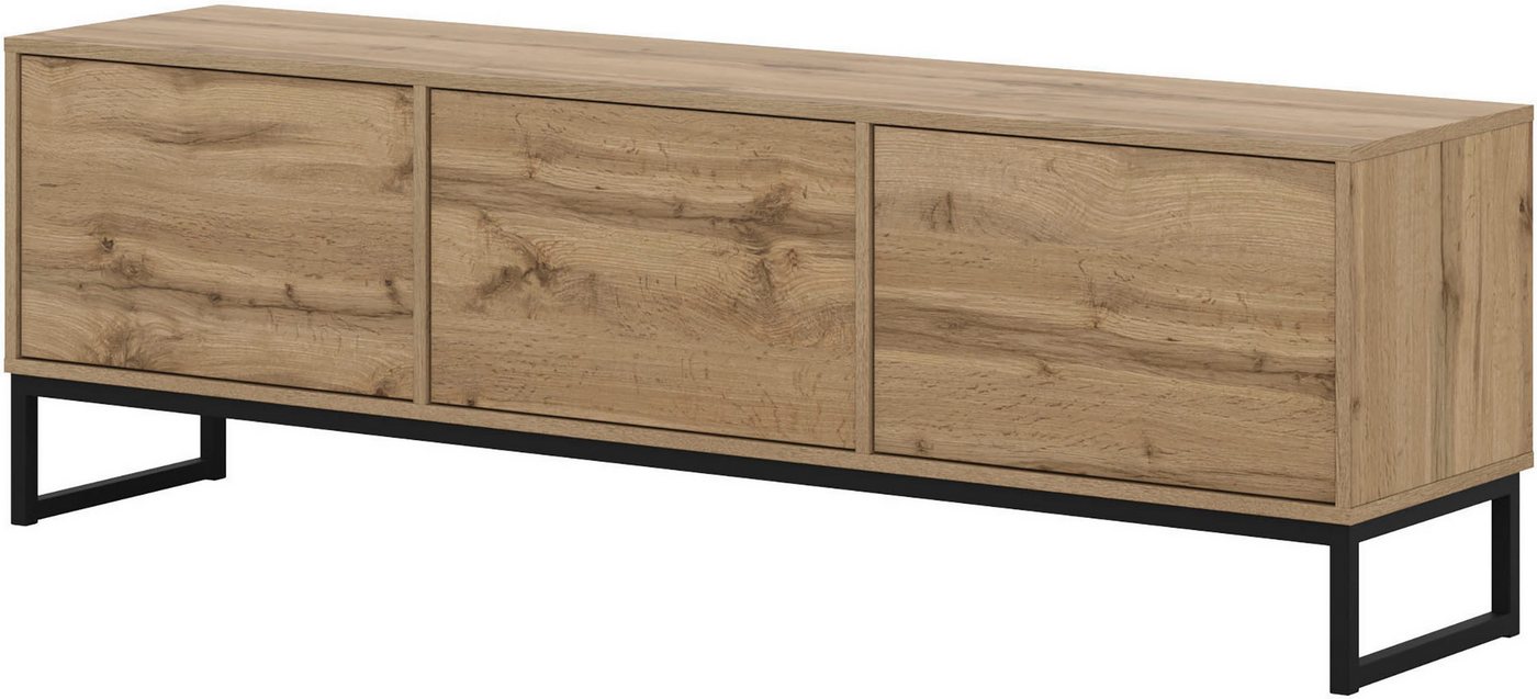 OTTO home Lowboard Loft, Breite 157 cm, TV-Board 3 Klappen, Metallkufen, TV-Kommode mit viel Stauraum, push-to-open-Funktion – Bild 3 von 5
