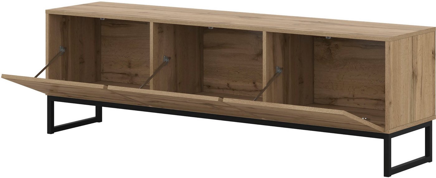 OTTO home Lowboard Loft, Breite 157 cm, TV-Board 3 Klappen, Metallkufen, TV-Kommode mit viel Stauraum, push-to-open-Funktion – Bild 5 von 5