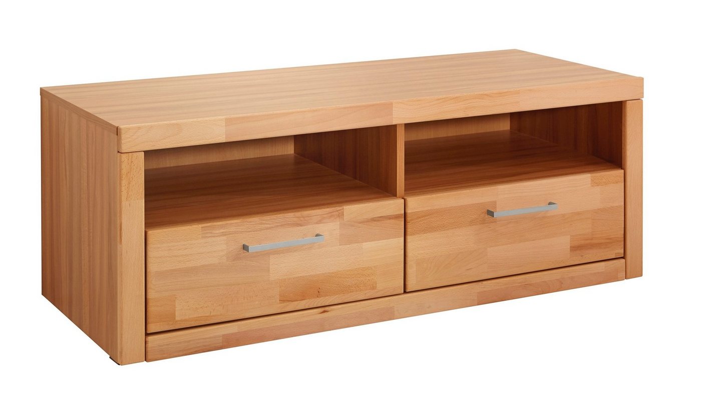 OTTO home Lowboard Logo,130cm breit,42 cm tief, Fronten Massivholz, Kabeldurchführung, Holz massiv, Holzwerkstoff, Metall Griffe,2 Schubladen – Bild 3 von 5