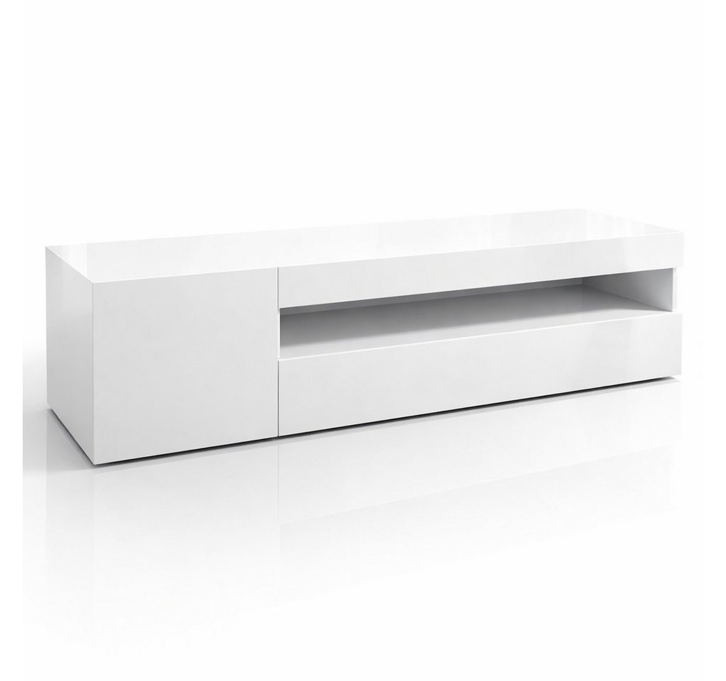 OTTO home Lowboard LORENZO 1, TV-Board, TV-Kommode, TV-Schrank, TV-Unterschrank, TV-Möbel, Modernes lackiertes Hochglanz TV-Board, grifflos, Breite 155 cm – Bild 2 von 5
