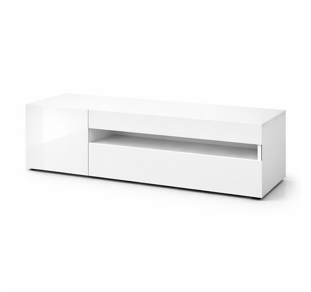 OTTO home Lowboard LORENZO 1, TV-Board, TV-Kommode, TV-Schrank, TV-Unterschrank, TV-Möbel, Modernes lackiertes Hochglanz TV-Board, grifflos, Breite 155 cm – Bild 3 von 5