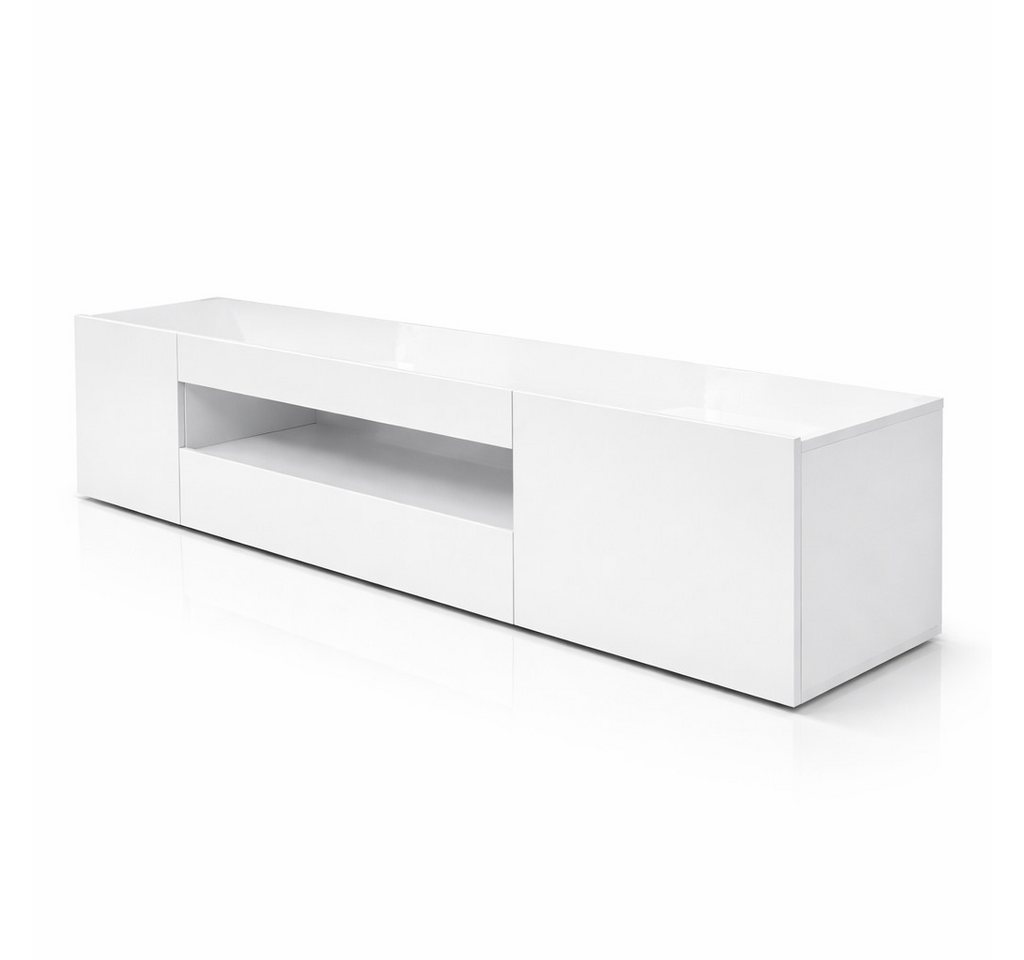 OTTO home Lowboard LORENZO 2, TV-Board, TV-Kommode, TV-Schrank, TV-Unterschrank, TV-Möbel, Modernes lackiertes Hochglanz TV-Board, grifflos, Breite 200 cm – Bild 2 von 5