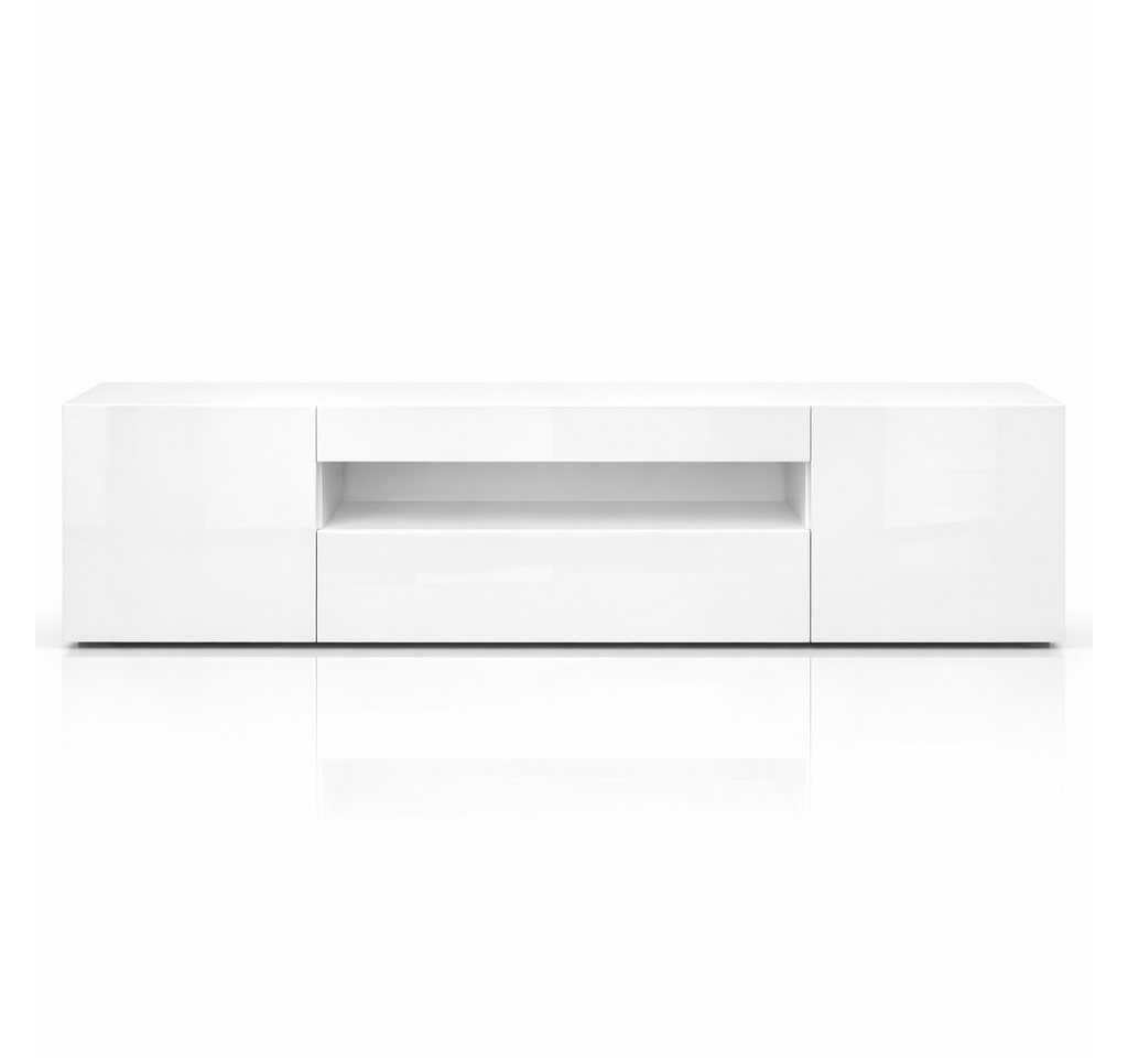 OTTO home Lowboard LORENZO 2, TV-Board, TV-Kommode, TV-Schrank, TV-Unterschrank, TV-Möbel, Modernes lackiertes Hochglanz TV-Board, grifflos, Breite 200 cm – Bild 4 von 5