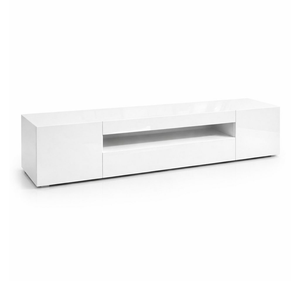 OTTO home Lowboard LORENZO 2, TV-Board, TV-Kommode, TV-Schrank, TV-Unterschrank, TV-Möbel, Modernes lackiertes Hochglanz TV-Board, grifflos, Breite 200 cm – Bild 5 von 5