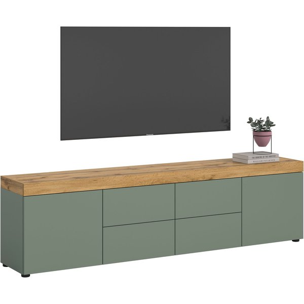 OTTO home Lowboard MAMBO, TOPSELLER!, Breite 200 cm, 2 Türen, 4 Schubkästen, 4 Fächer (1 St., 2-farbige Ausführung, in verschiedenen modernen Trendfarben erhält