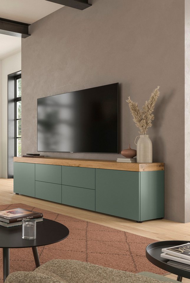 OTTO home Lowboard MAMBO, TOPSELLER!, Breite 200 cm, 2 Türen, 4 Schubkästen, 4 Fächer (1 St., 2-farbige Ausführung, in verschiedenen modernen Trendfarben erhält – Bild 2 von 5