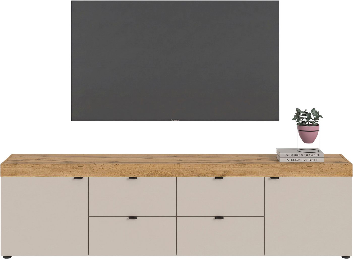 OTTO home Lowboard MAMBO II, Breite 200 cm, 2 Türen, 4 Schubkästen, 4 Fächer (1 St., 2-farbige Ausführung, in verschiedenen modernen Trendfarben erhältlich), Lo – Bild 5 von 5
