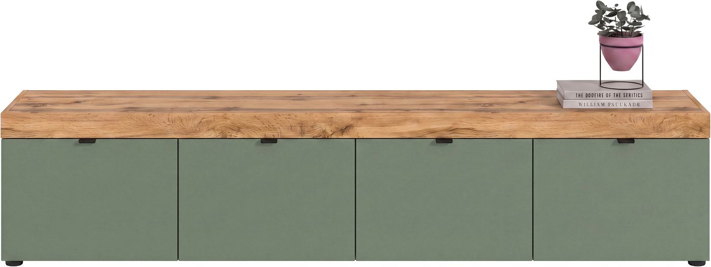 OTTO home Lowboard MAMBO II, Breite 200 cm, 4 Klappen, 4 Fächer (1 St., 2-farbige Ausführung, in verschiedenen modernen Trendfarben erhältlich), Lowboard, TV Un – Bild 4 von 5