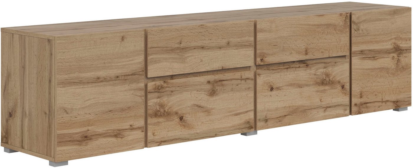 OTTO home Lowboard Metric,Breite 195cm, grifflose Lowboard 2Klappen/2Schubkästen/2Tür, TV-Schrank mit viel Stauraum, TV-Board – Bild 2 von 5