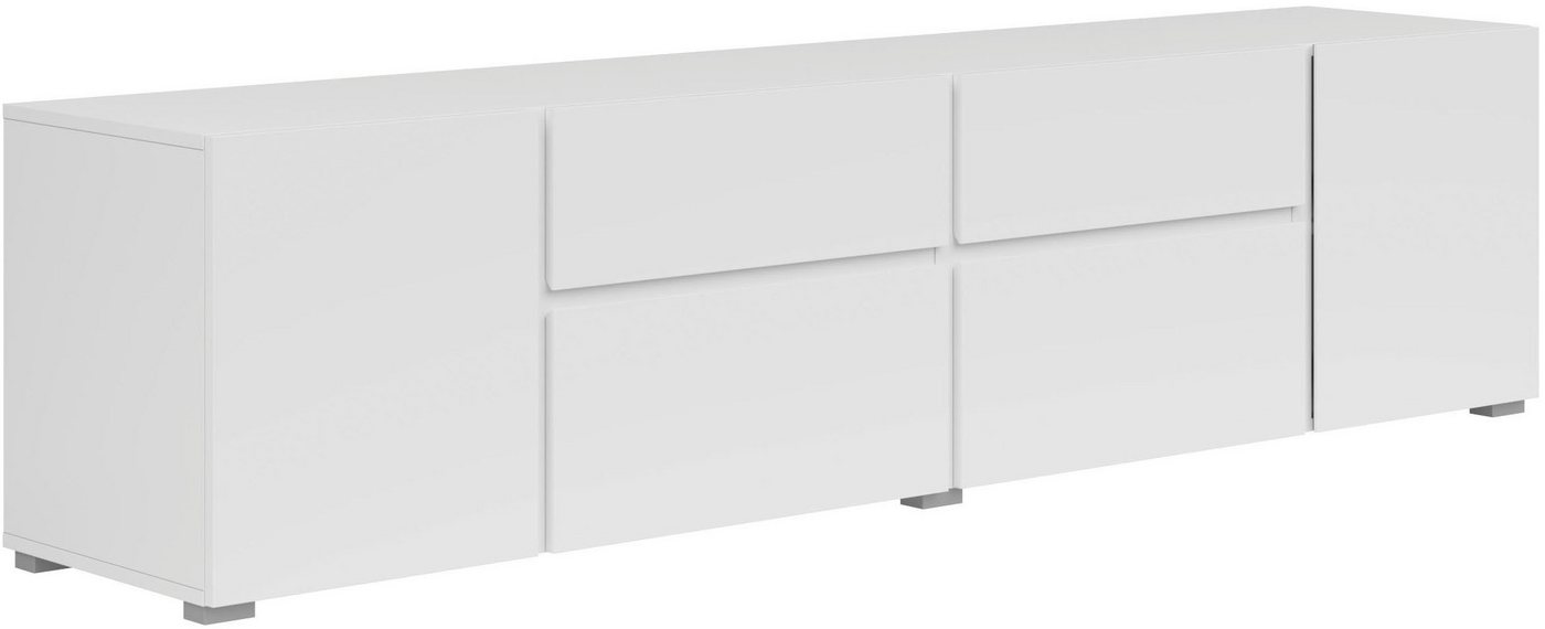 OTTO home Lowboard Metric,Breite 195cm, grifflose Lowboard 2Klappen/2Schubkästen/2Tür, TV-Schrank mit viel Stauraum, TV-Board – Bild 2 von 5