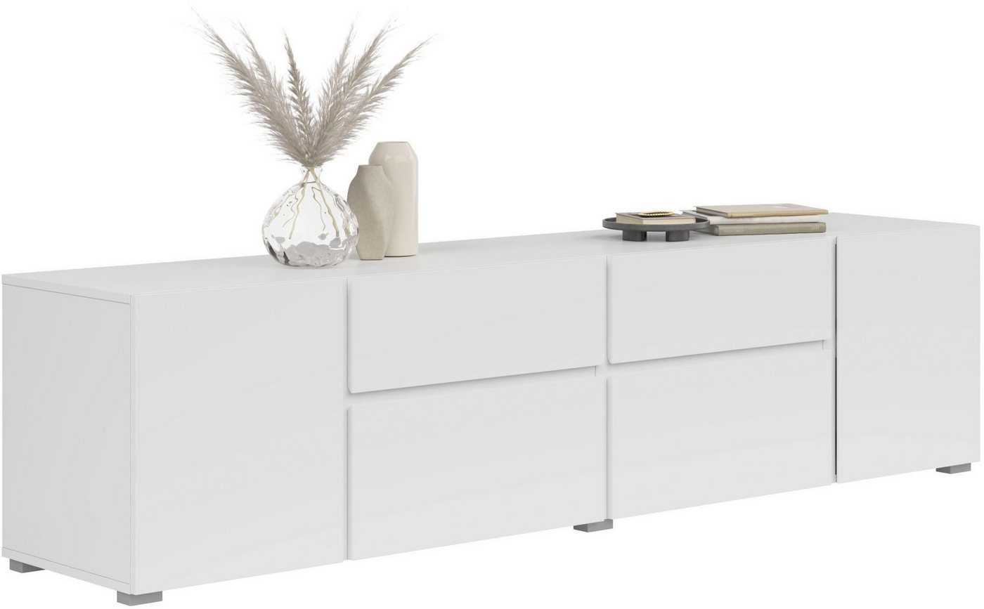 OTTO home Lowboard Metric,Breite 195cm, grifflose Lowboard 2Klappen/2Schubkästen/2Tür, TV-Schrank mit viel Stauraum, TV-Board – Bild 3 von 5