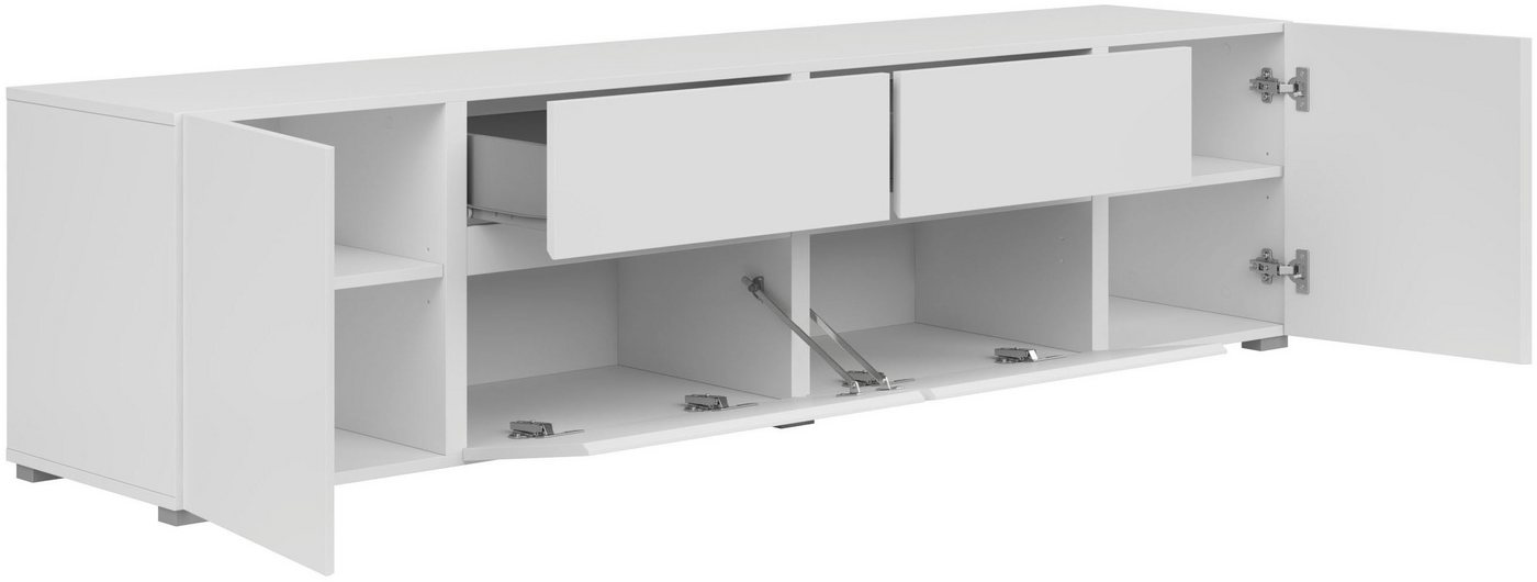 OTTO home Lowboard Metric,Breite 195cm, grifflose Lowboard 2Klappen/2Schubkästen/2Tür, TV-Schrank mit viel Stauraum, TV-Board – Bild 4 von 5