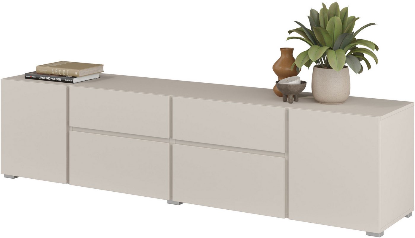 OTTO home Lowboard Metric,Breite 195cm, grifflose Lowboard 2Klappen/2Schubkästen/2Tür, TV-Schrank mit viel Stauraum, TV-Board – Bild 4 von 5