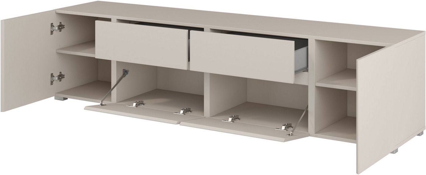 OTTO home Lowboard Metric,Breite 195cm, grifflose Lowboard 2Klappen/2Schubkästen/2Tür, TV-Schrank mit viel Stauraum, TV-Board – Bild 5 von 5