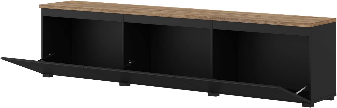 OTTO home Lowboard Modo, Breite 200 cm, moderne grifflose TV-Kommode 3 Klappen, TV-Kommode mit viel Stauraum, TV-Bank – Bild 4 von 5