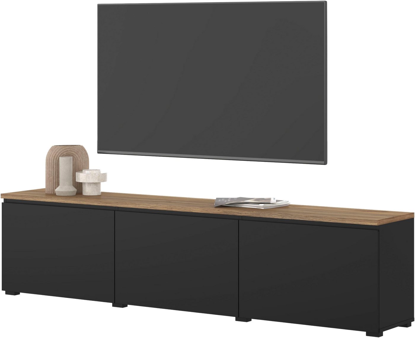 OTTO home Lowboard Modo, Breite 200 cm, moderne grifflose TV-Kommode 3 Klappen, TV-Kommode mit viel Stauraum, TV-Bank – Bild 5 von 5