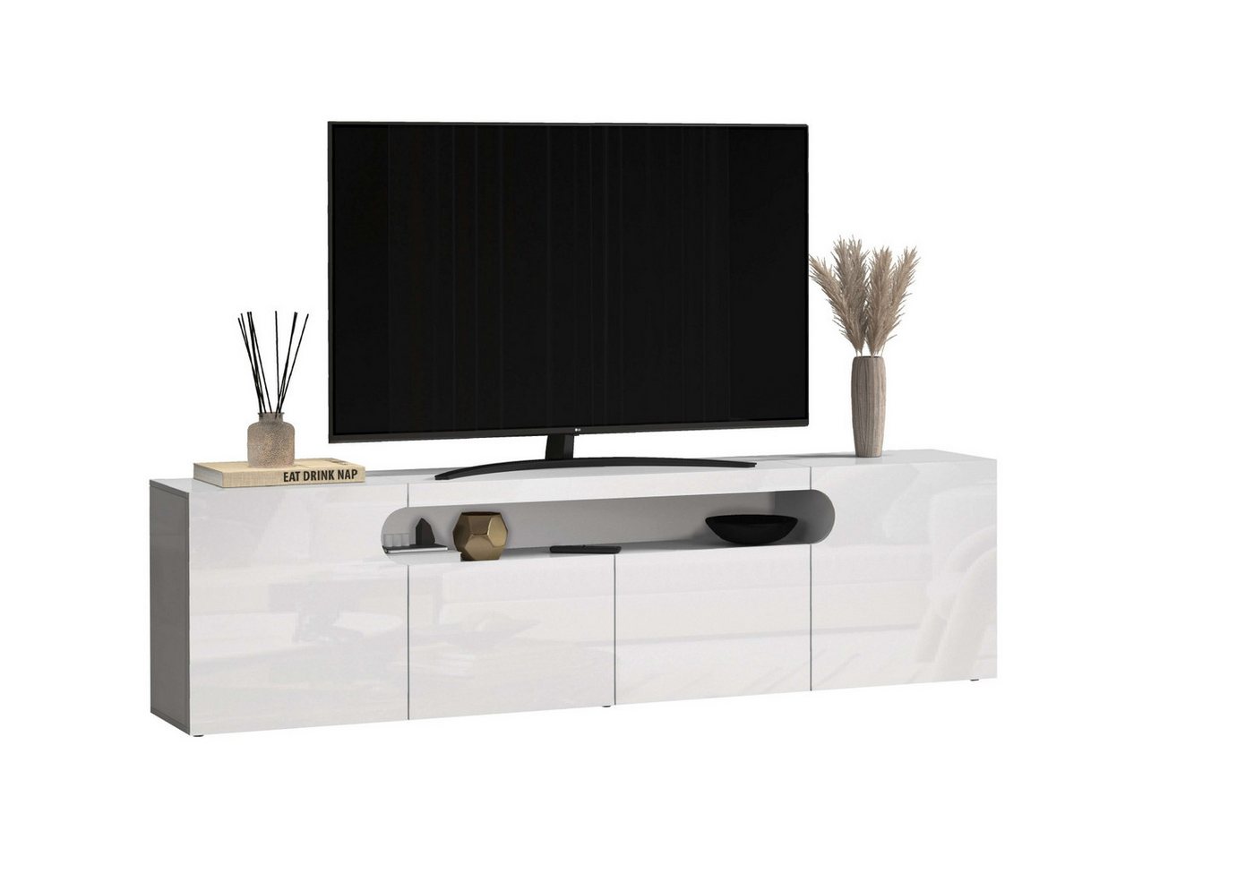 OTTO home Lowboard REAL,Lowboard,TV-Kommode,TV-Möbel,TV-Bank (1 St), Mit 4 Türen, davon 2 abgerundet, die ein ovales offenes Fach bilden – Bild 2 von 5
