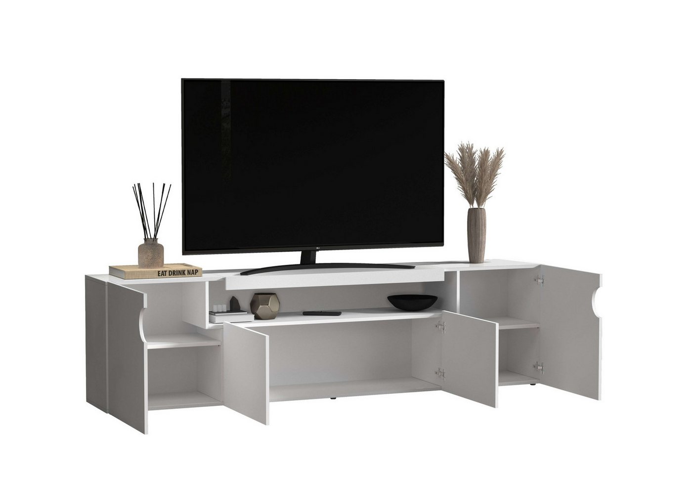 OTTO home Lowboard REAL,Lowboard,TV-Kommode,TV-Möbel,TV-Bank (1 St), Mit 4 Türen, davon 2 abgerundet, die ein ovales offenes Fach bilden – Bild 4 von 5