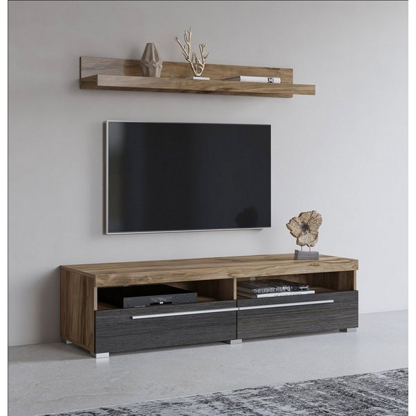 OTTO home Lowboard Roger,Breite 140 cm, stilvolle TV-Kommode, inclusive Wandboard, TV-Schrank mit viel Stauraum, TV-Board, 2 Klappen