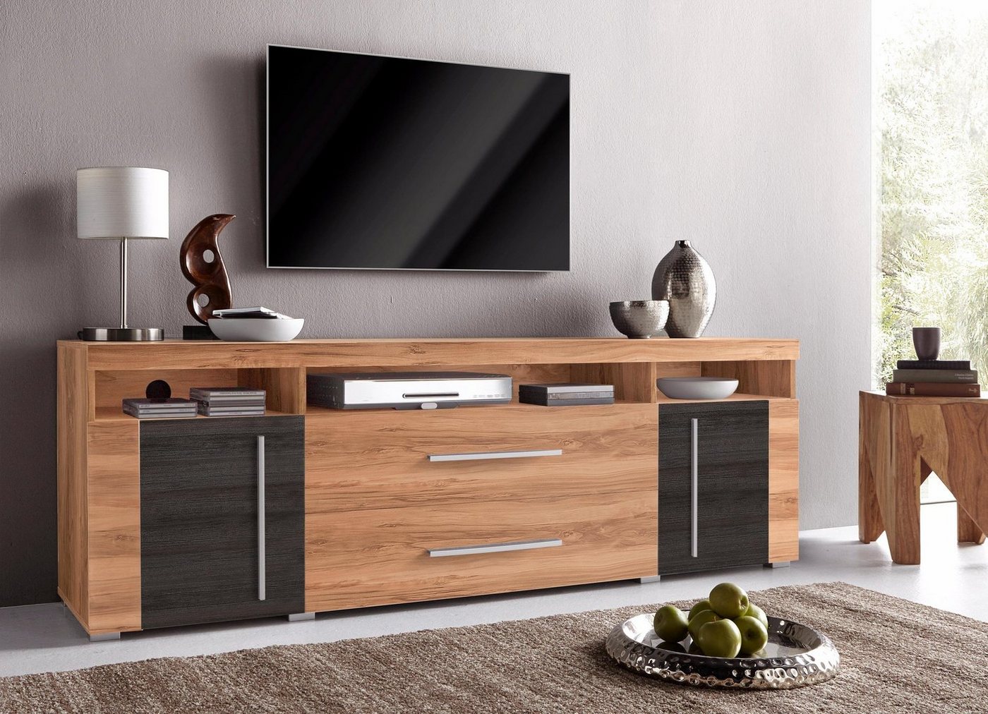 OTTO home Lowboard Roger,Breite 182 cm, stilvolle TV-Kommode, 2Türen 2 Schubladen, TV-Schrank mit viel Stauraum, TV-Board – Bild 3 von 5