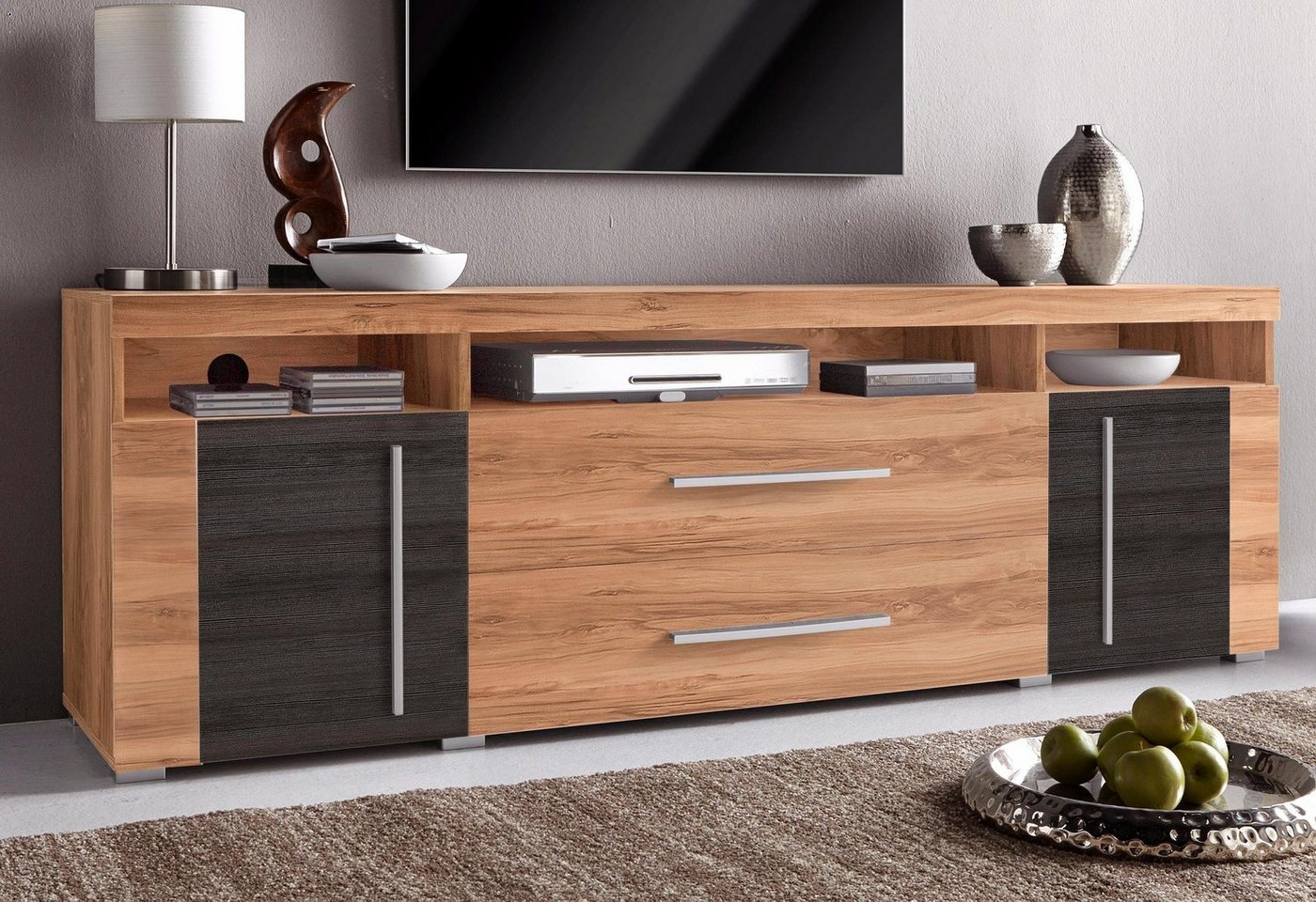 OTTO home Lowboard Roger,Breite 182 cm, stilvolle TV-Kommode, 2Türen 2 Schubladen, TV-Schrank mit viel Stauraum, TV-Board – Bild 4 von 5