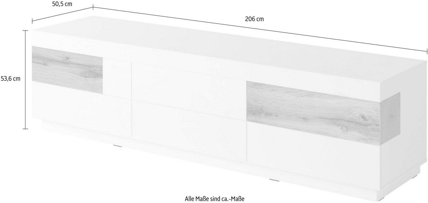 OTTO home Lowboard SILKE, Breite 206 cm, Hochglanzfronten – Bild 3 von 5