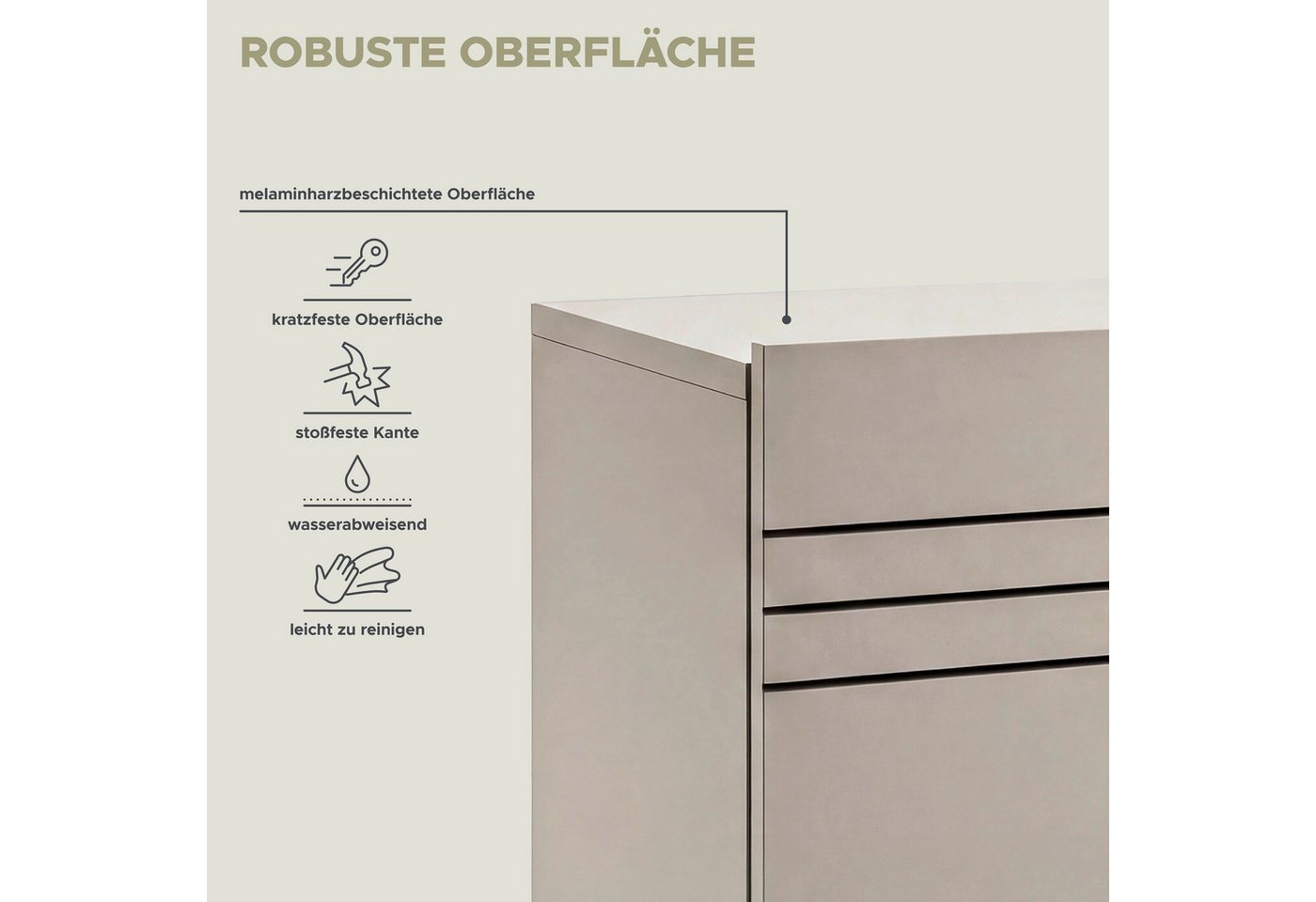 OTTO home Lowboard SPIAGGIA, 3-teiliges Set, Breite 225cm, stehend & hängend montierbar (Grifflose Fronten mit Gasdruckfeder, Fronten mit horizontaler Fräsung), – Bild 5 von 5