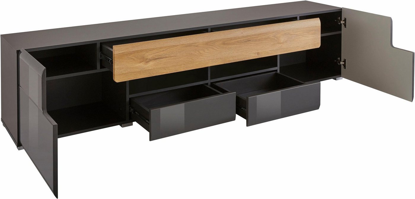 OTTO home Lowboard Toledo,Breite 209cm, trendige TV-Schrank mit dekorative Fräsungen, TV-Board ohne Beleuchtung, TV-Kommode mit viel Stauraum – Bild 5 von 5