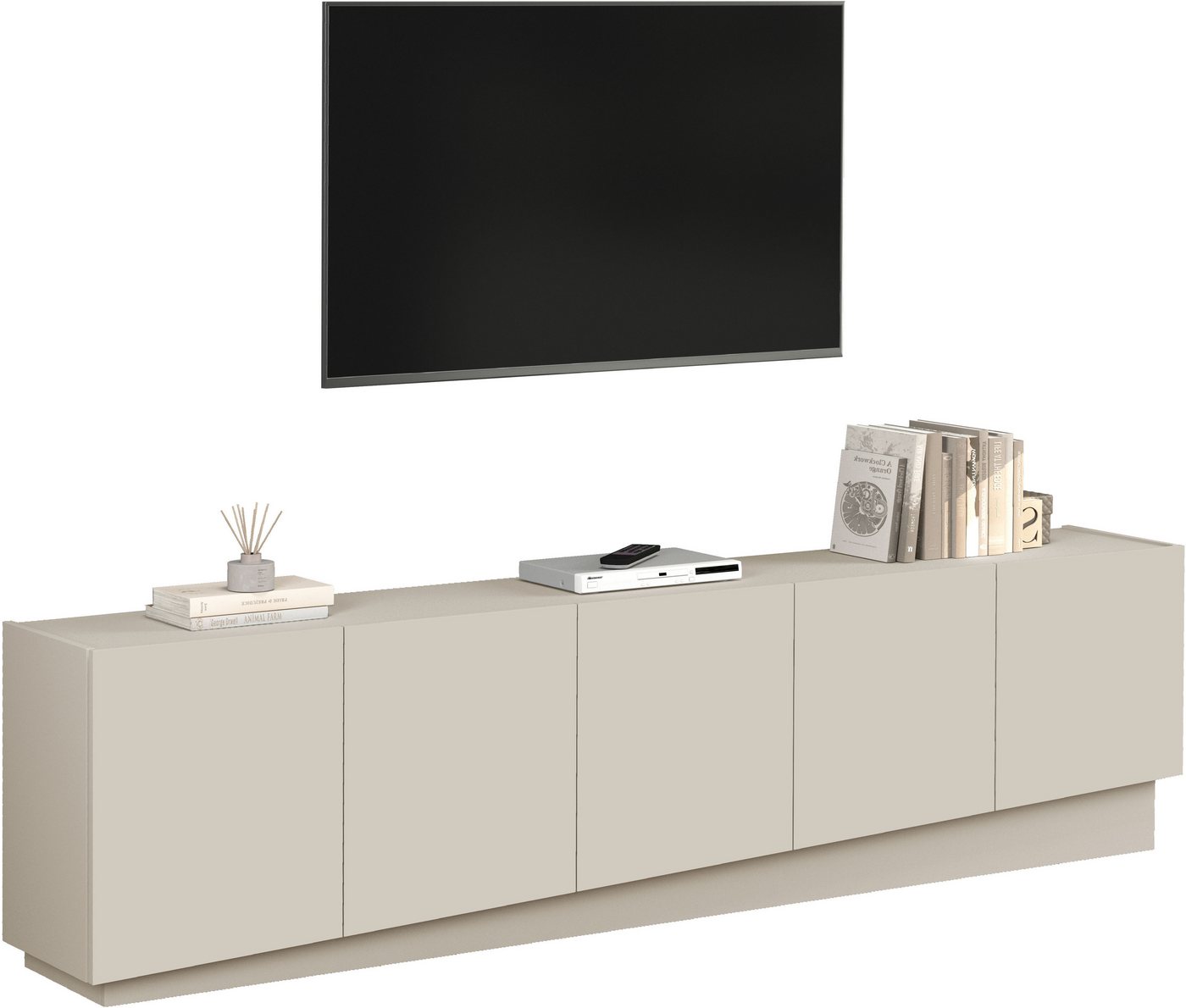 OTTO home Lowboard VELA, Höhe 60 cm, Breite 225 cm,Design mit schrägen Türen (1 St), Made in Italy, Maße-B/T/H: 225x35x60, Lowboard, TV-Board, TV-Kommode – Bild 4 von 5
