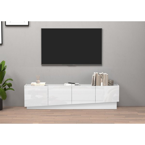 OTTO home Lowboard VELA, Lowboard, Breite 180 cm, Design mit schrägen Türen,Made in Italy (1 St), Maße B/T/H: 180x35x45, Hochglanz lackierte Fronten,TV-Board,TV