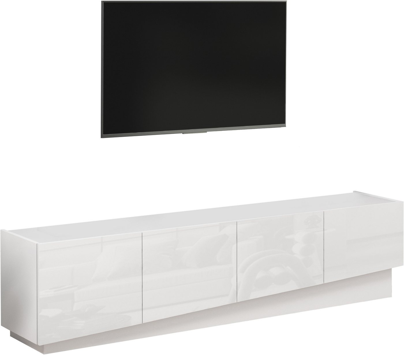 OTTO home Lowboard VELA, Lowboard, Breite 180 cm, Design mit schrägen Türen,Made in Italy (1 St), Maße B/T/H: 180x35x45, Hochglanz lackierte Fronten,TV-Board,TV – Bild 2 von 5