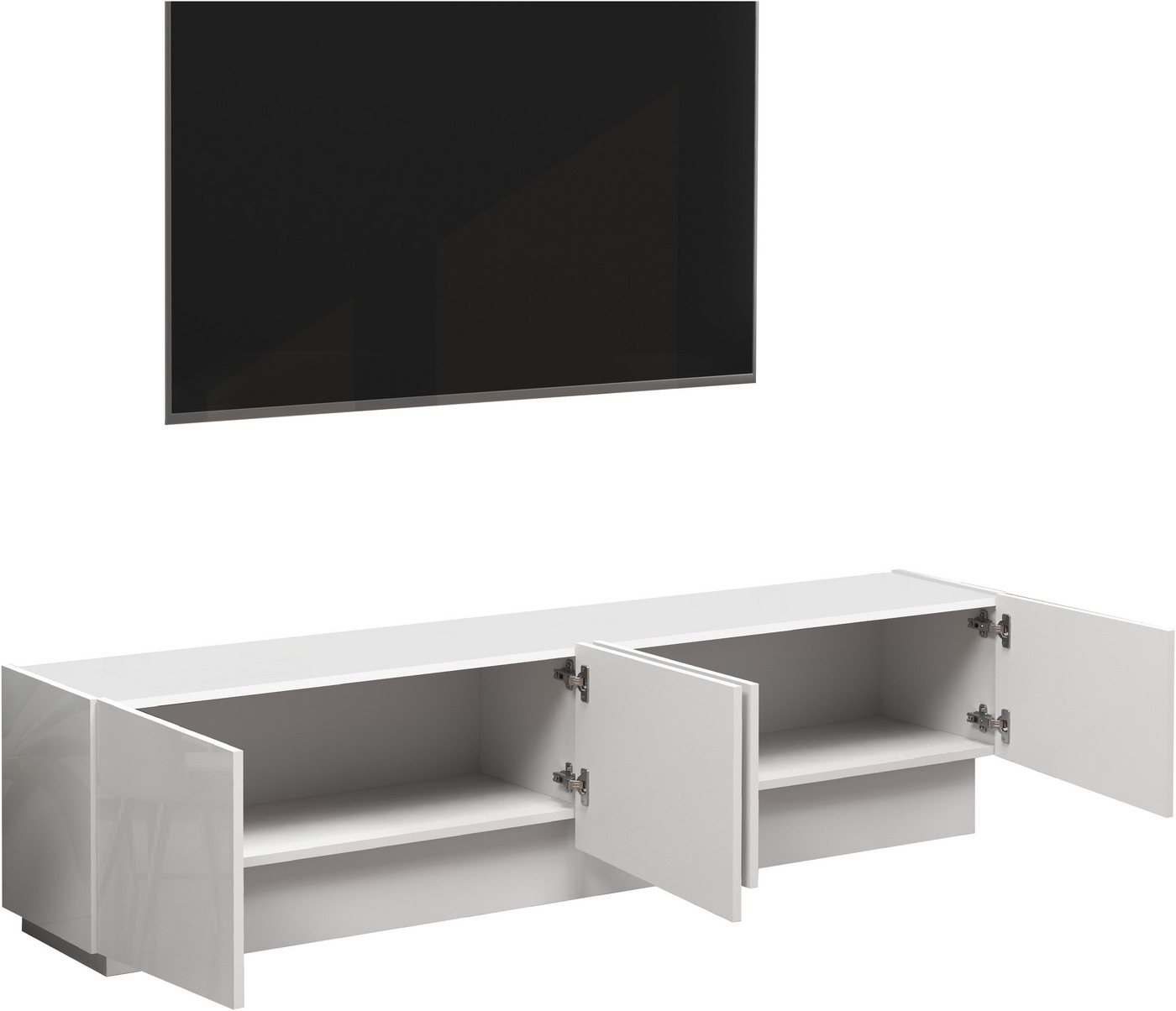 OTTO home Lowboard VELA, Lowboard, Breite 180 cm, Design mit schrägen Türen,Made in Italy (1 St), Maße B/T/H: 180x35x45, Hochglanz lackierte Fronten,TV-Board,TV – Bild 5 von 5