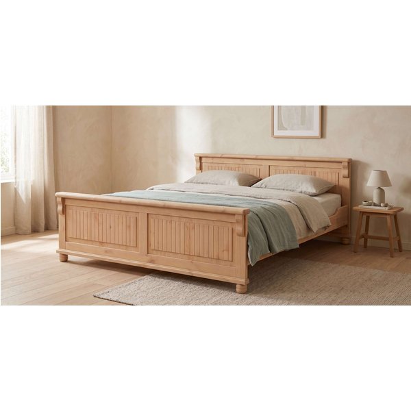 OTTO home Massivholzbett Adele (Breite 140 oder 180 cm, Landhausstil), aus massiver Kiefer, schöne Kassettenoptik, Lamellenoptik