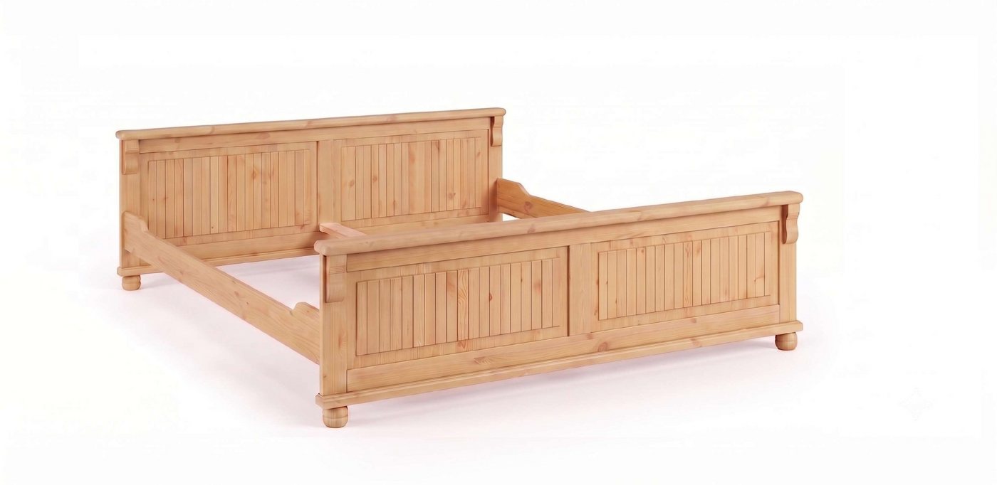 OTTO home Massivholzbett Adele (Breite 140 oder 180 cm, Landhausstil), aus massiver Kiefer, schöne Kassettenoptik, Lamellenoptik – Bild 2 von 5