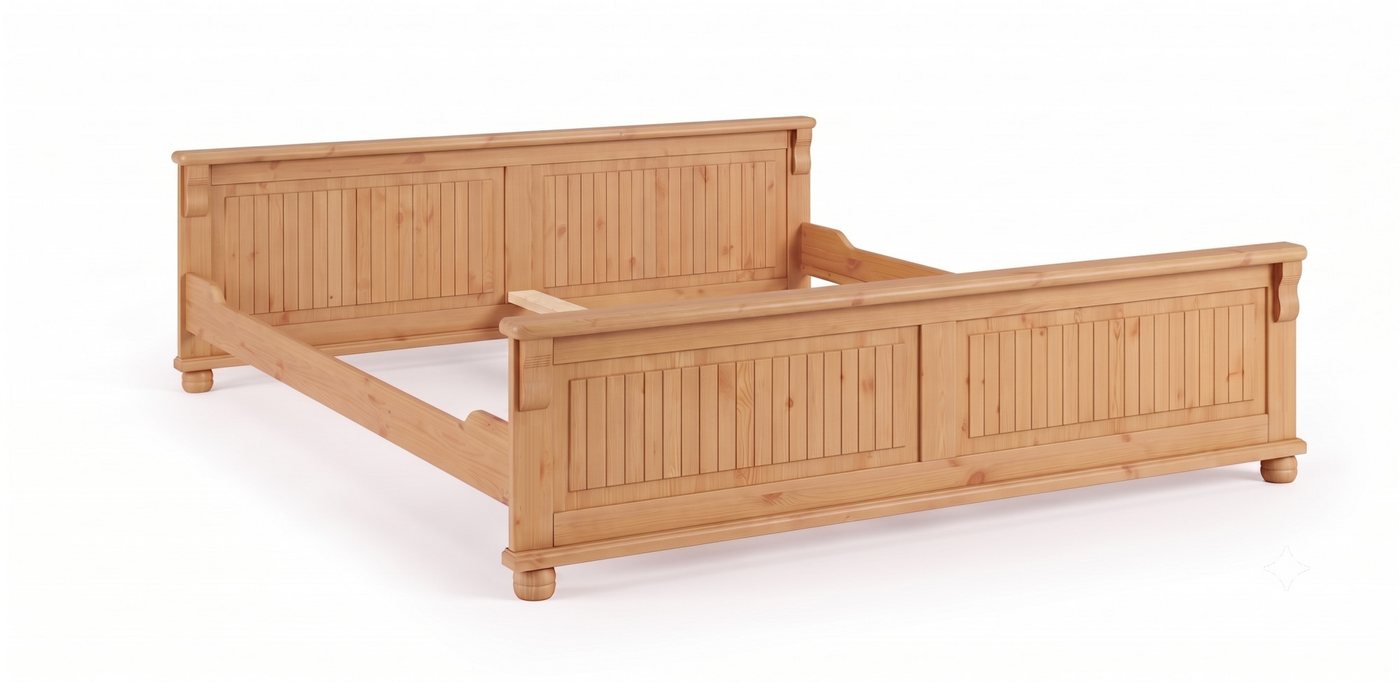 OTTO home Massivholzbett Adele (Breite 140 oder 180 cm, Landhausstil), aus massiver Kiefer, schöne Kassettenoptik, Lamellenoptik – Bild 2 von 5