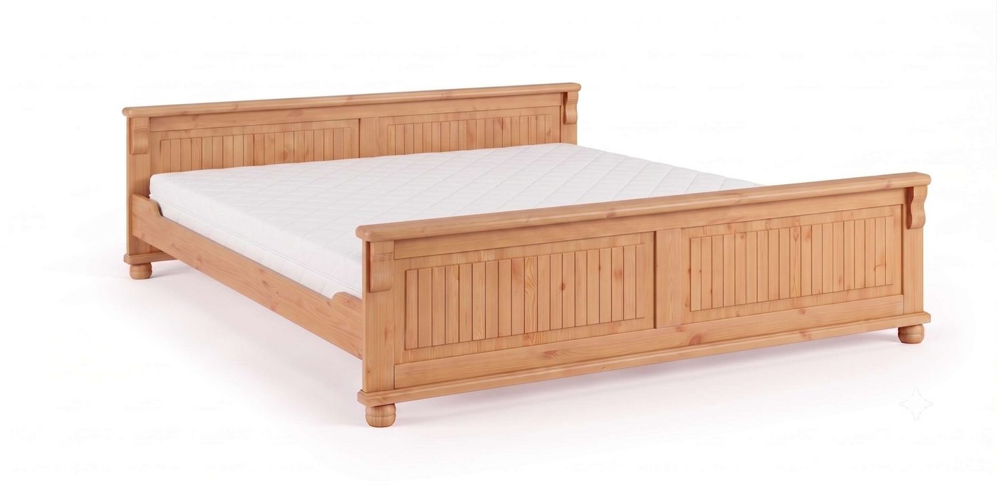 OTTO home Massivholzbett Adele (Breite 140 oder 180 cm, Landhausstil), aus massiver Kiefer, schöne Kassettenoptik, Lamellenoptik – Bild 4 von 5