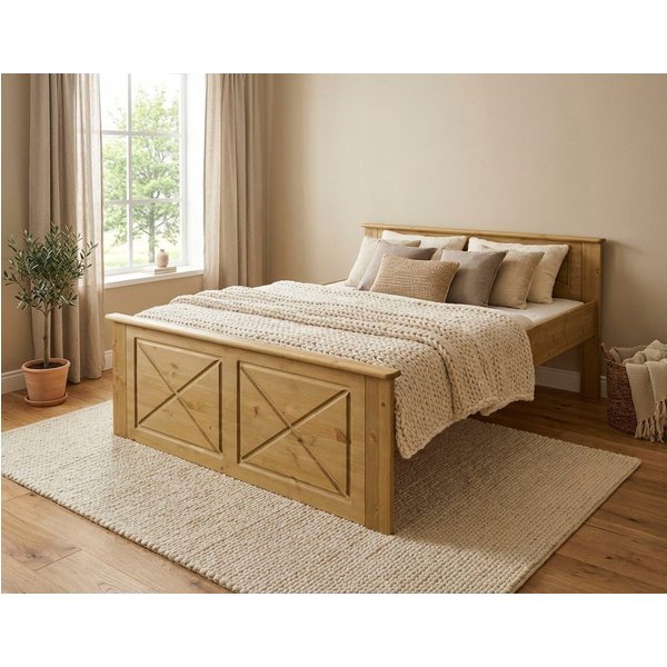OTTO home Massivholzbett Hugo, FSC® zertifiziertes Massivholz, optionaler Stauraum/ Bettkästen (B/T/H: 153/208/84 cm, Liegefläche 140x200), aus massiver Kiefer,